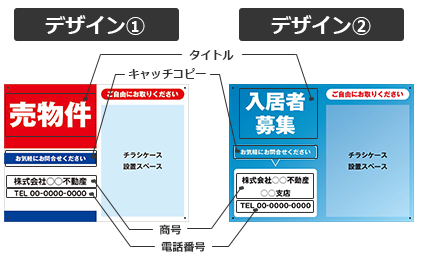 チラシケース付きプレート看板のデザインイメージ