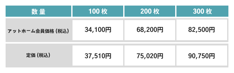 名入れペーパーファイル（竹）の価格表